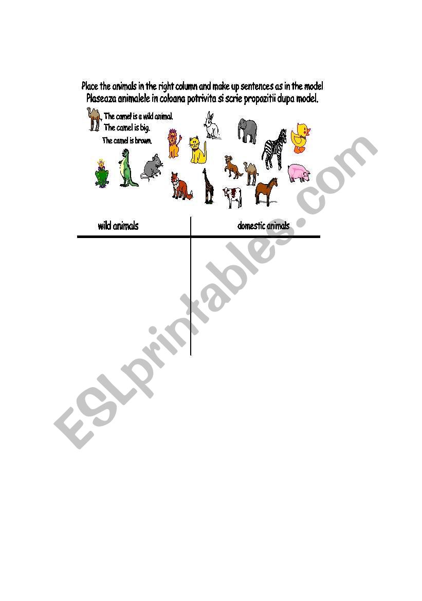 wild and domestic animals worksheet