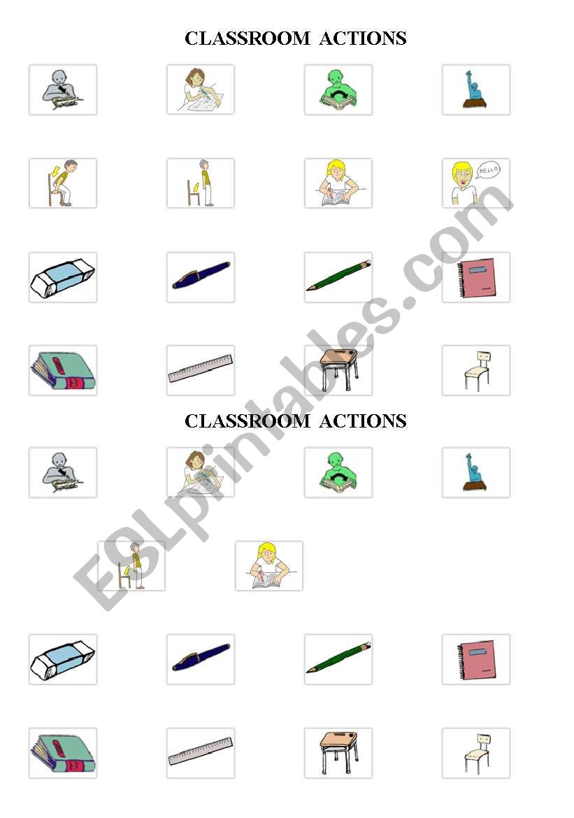 Classroom actions worksheet