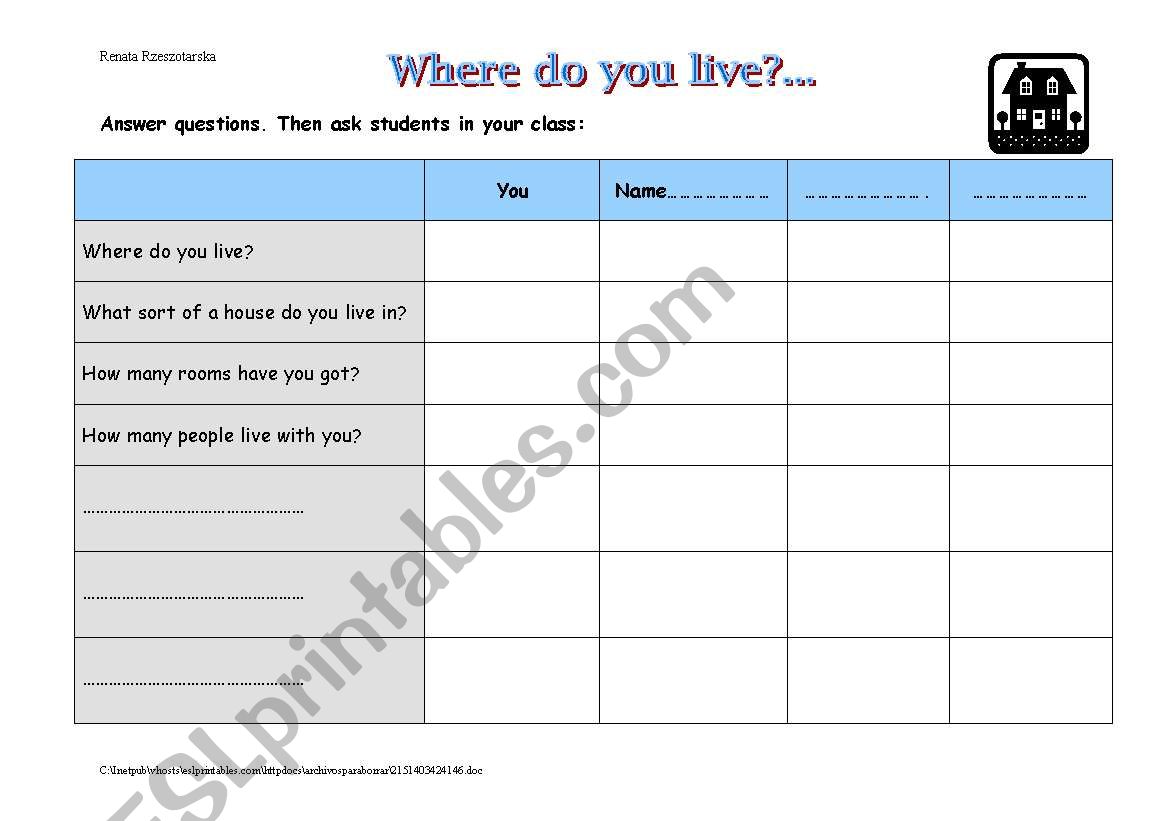 where do you live? ready questions provided