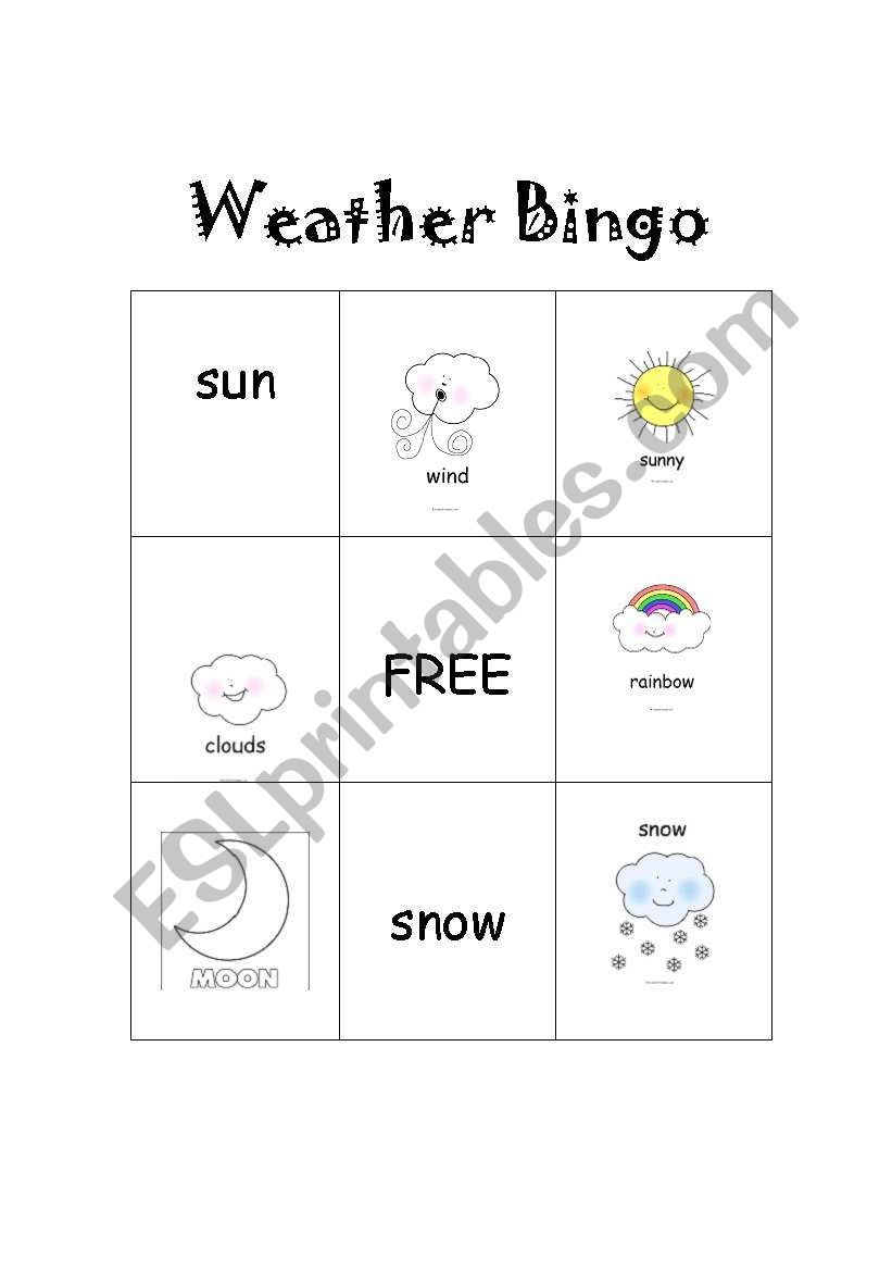 Weather Bingo  worksheet