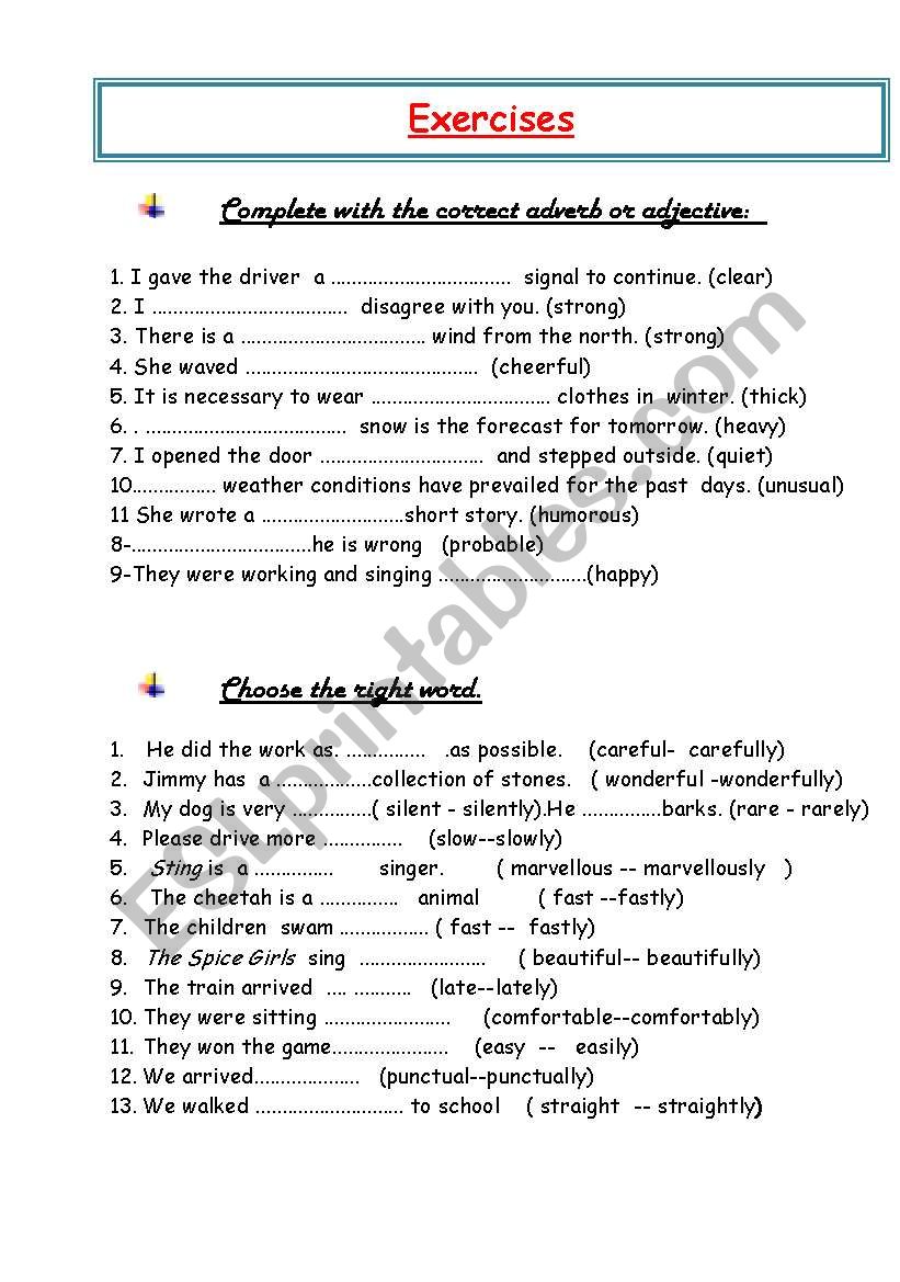  Formation of  adverbs, exercises.(part 2)