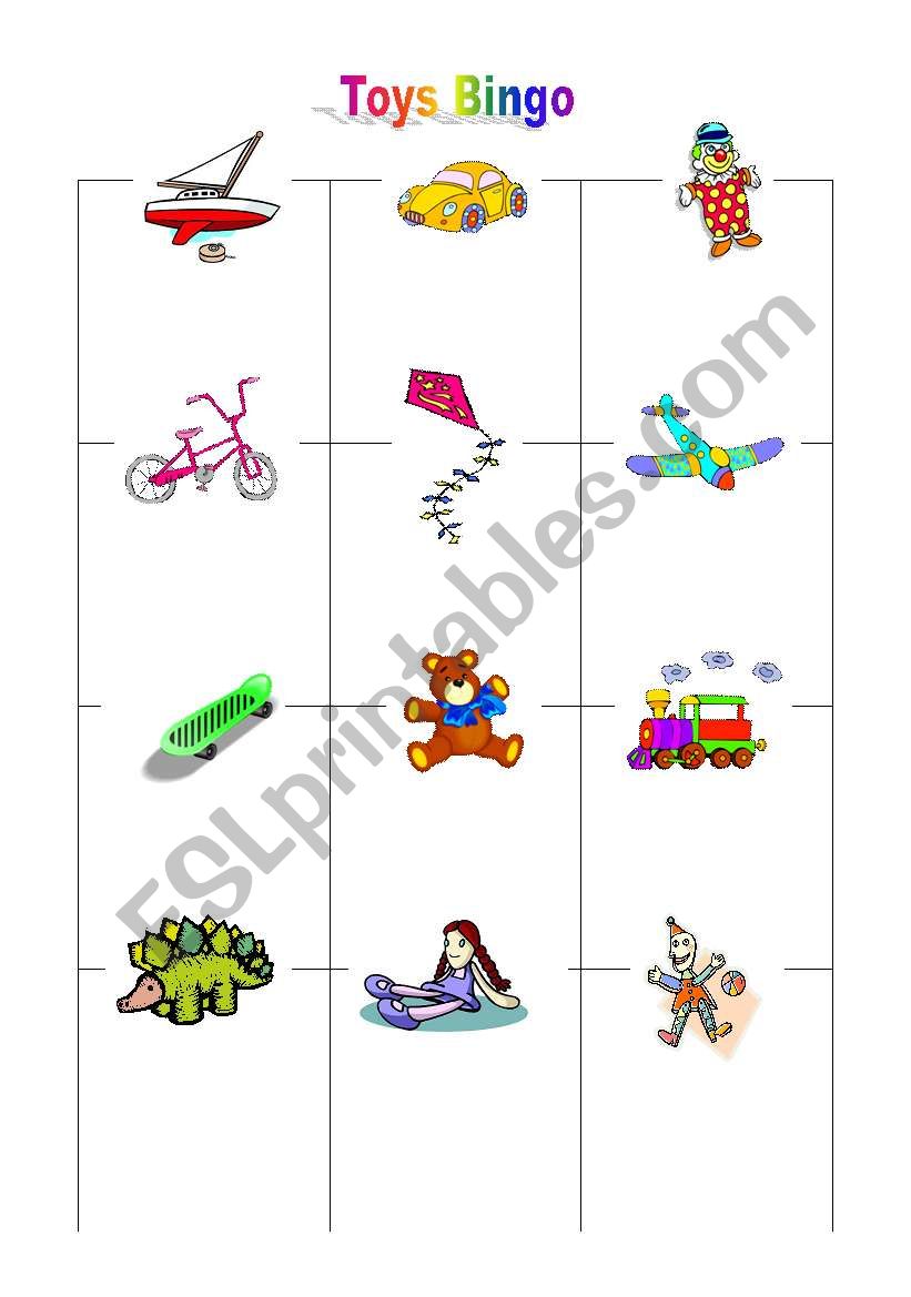 Toys Bingo worksheet