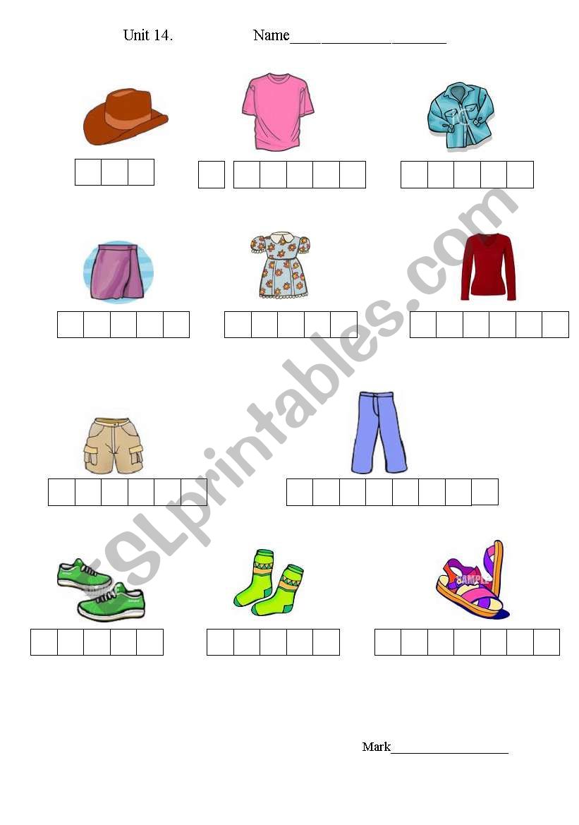 Clothes worksheet