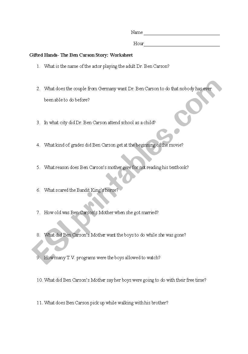 Comprehension Questions for the movie 