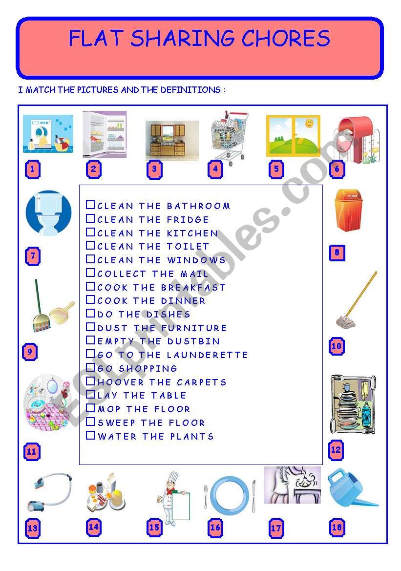 FLAT SHARING CHORES worksheet