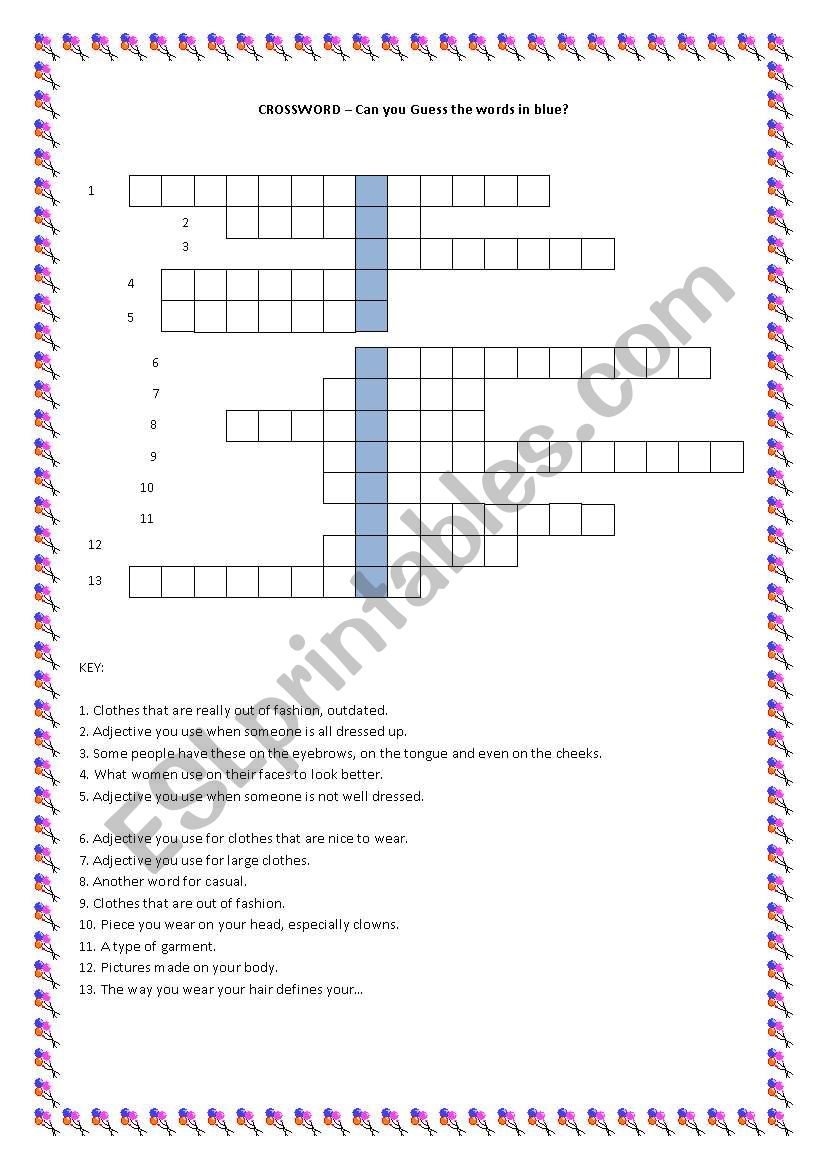 Crossword worksheet