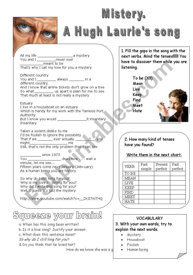 Mistery. A hugh Lauries song. Past tenses revision.