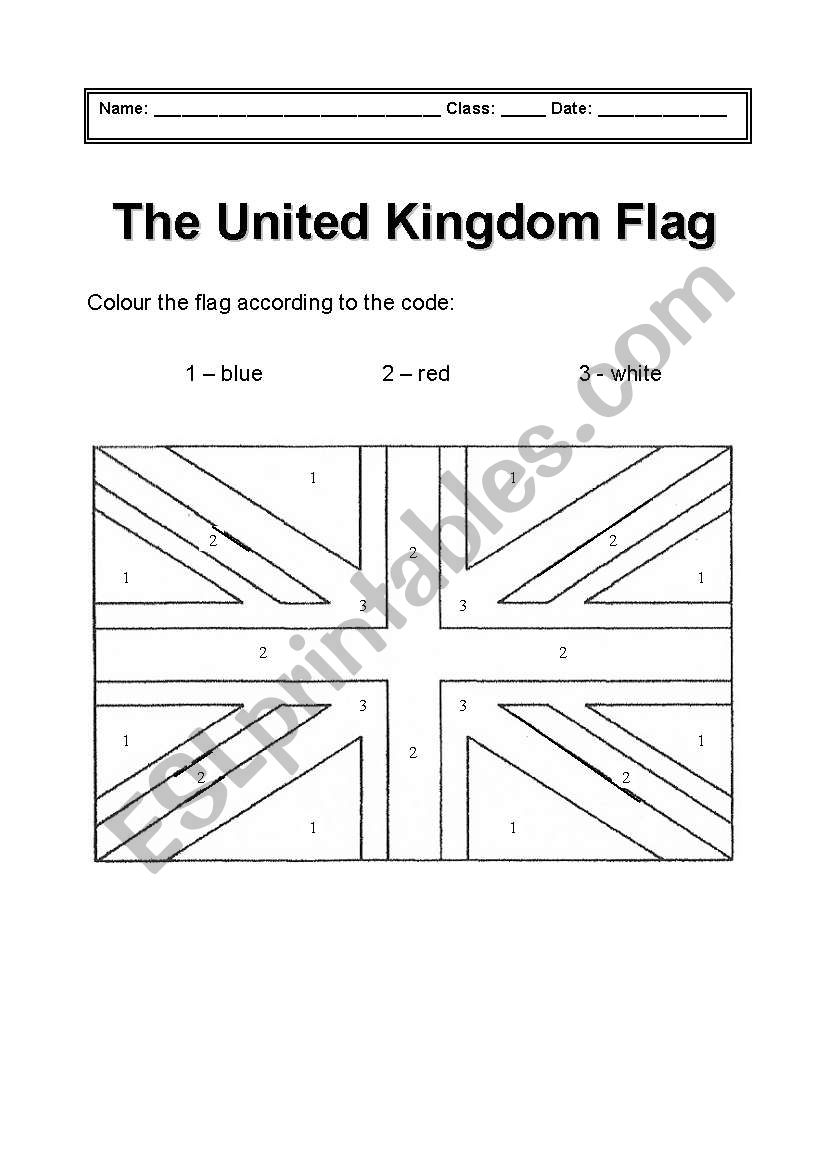 UK flag worksheet