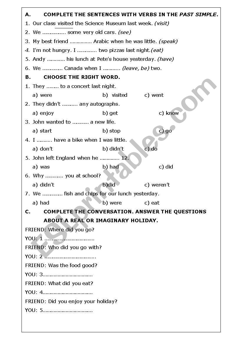 Past Simple worksheet