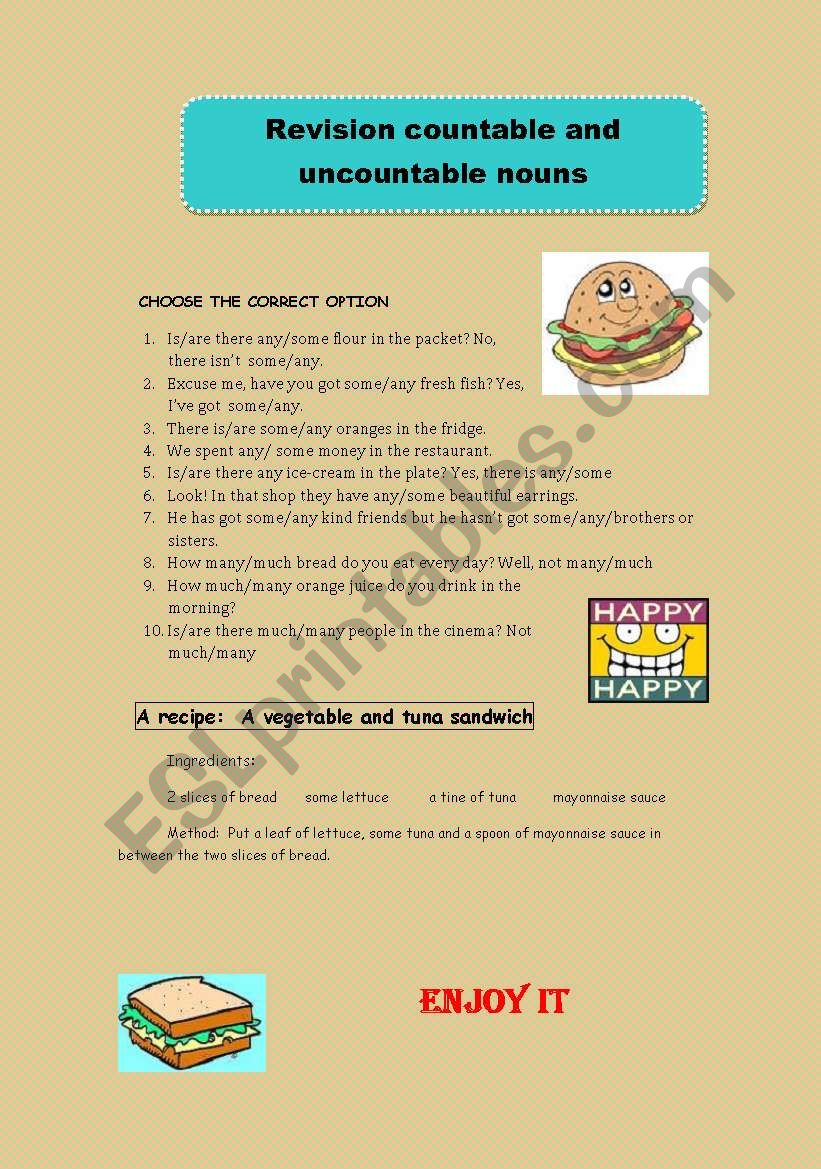 Revision Countable and Uncountble nouns