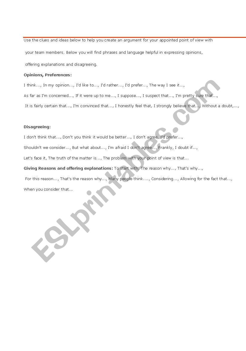 lets debate worksheet