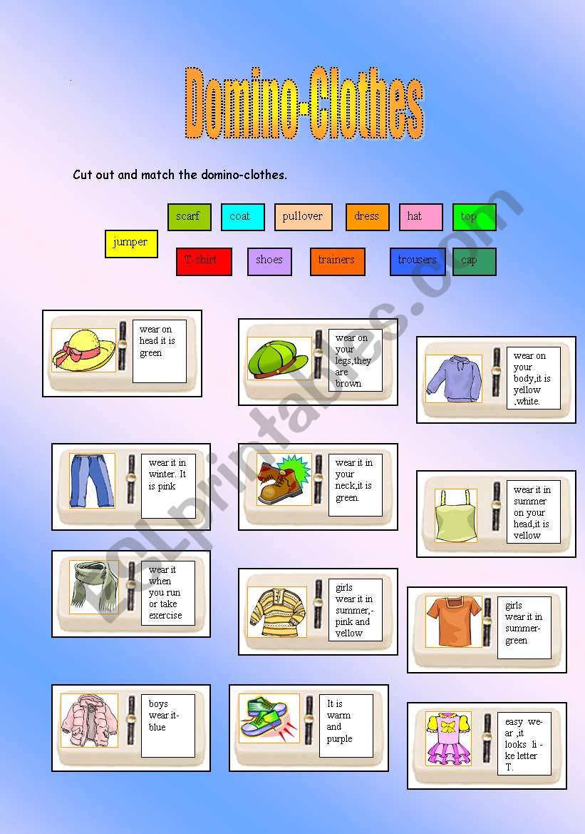 Domino-clothes worksheet