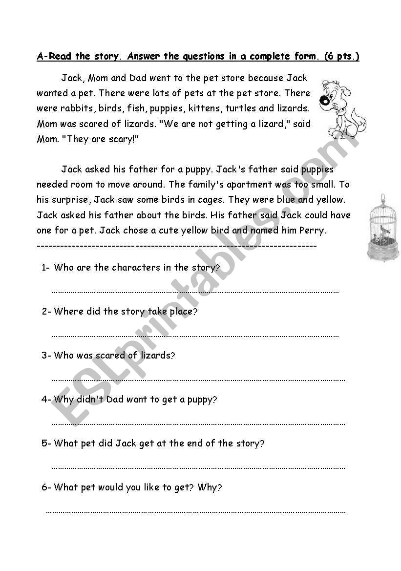 Reading Comprehension worksheet