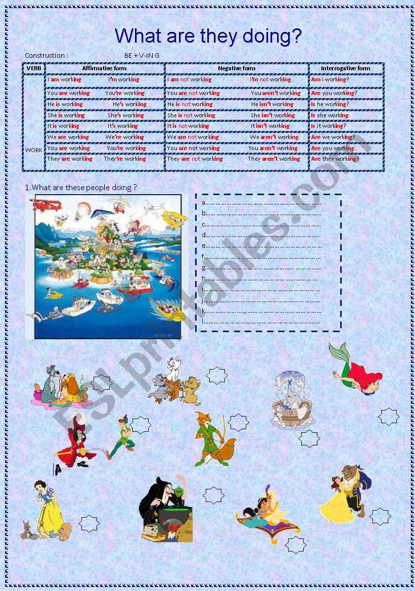 What are they doing? worksheet