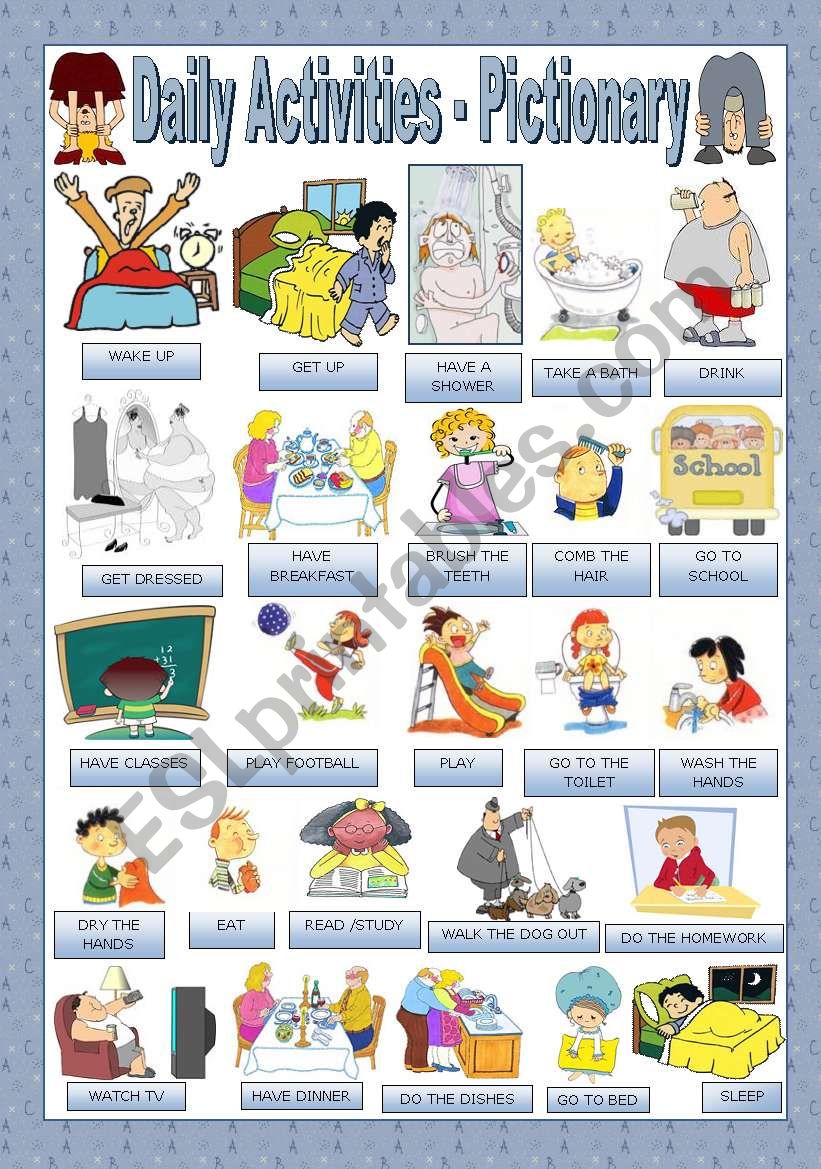 DAILY ACTIVITIES - PICTIONARY worksheet