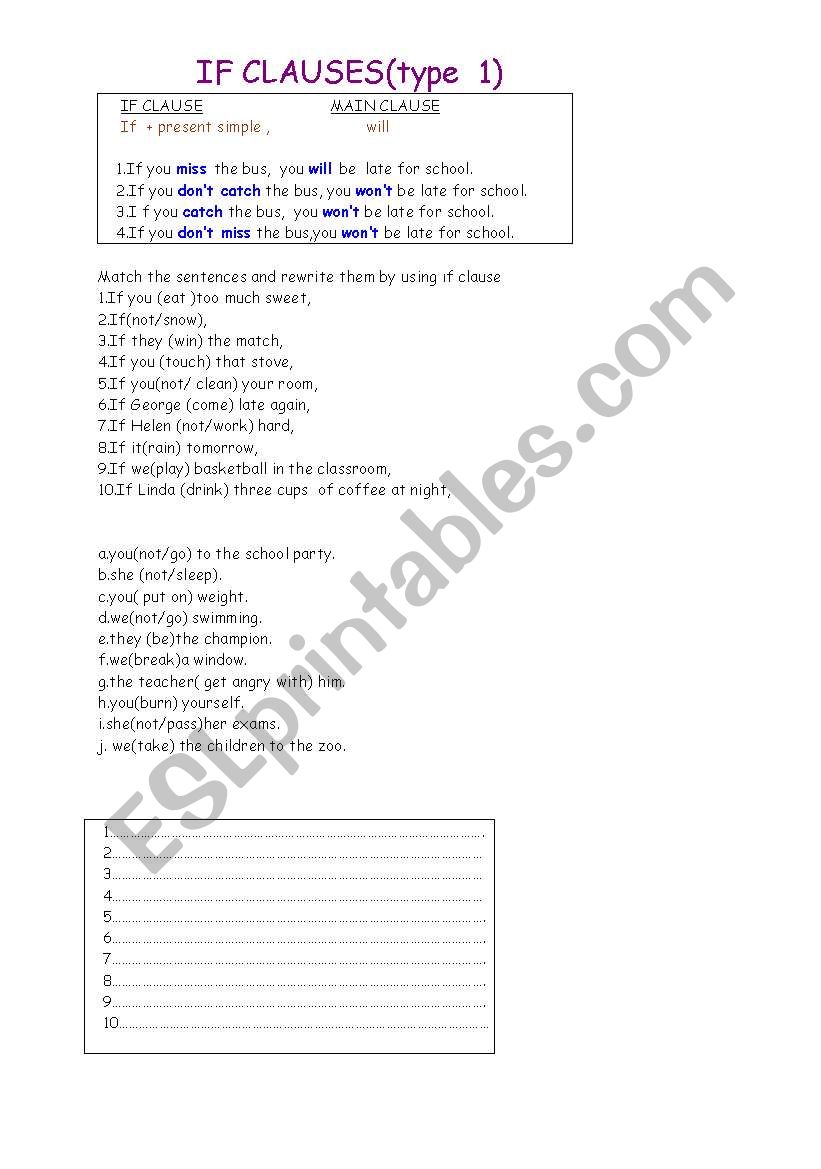 conditionals worksheet