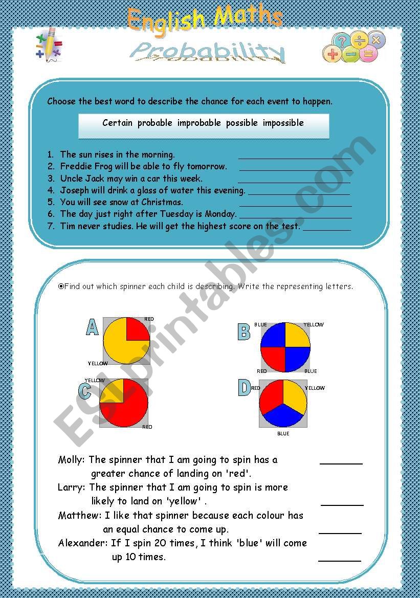 Probability worksheet