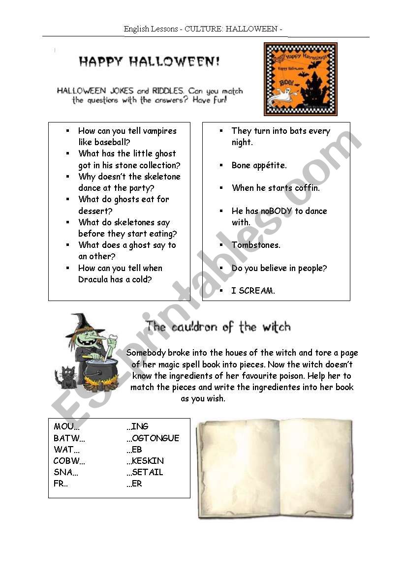 NEW Halloween lesson worksheet