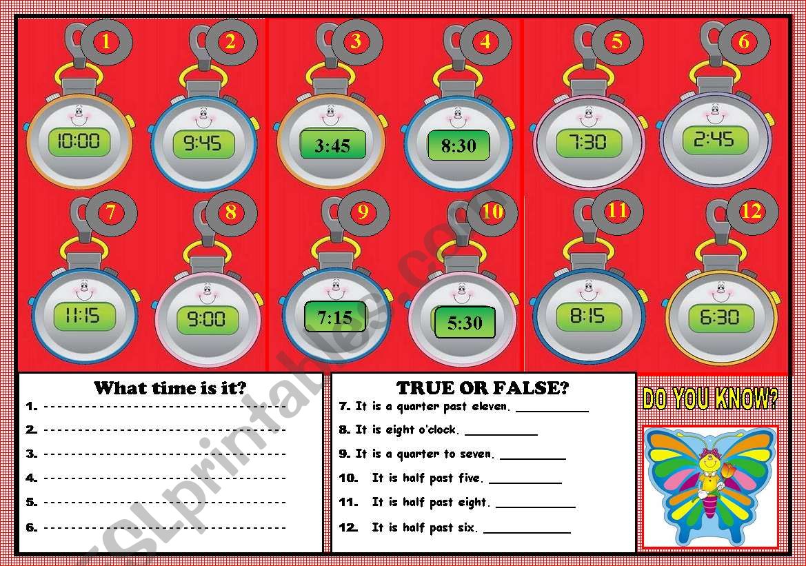 WHATS THE TIME? worksheet