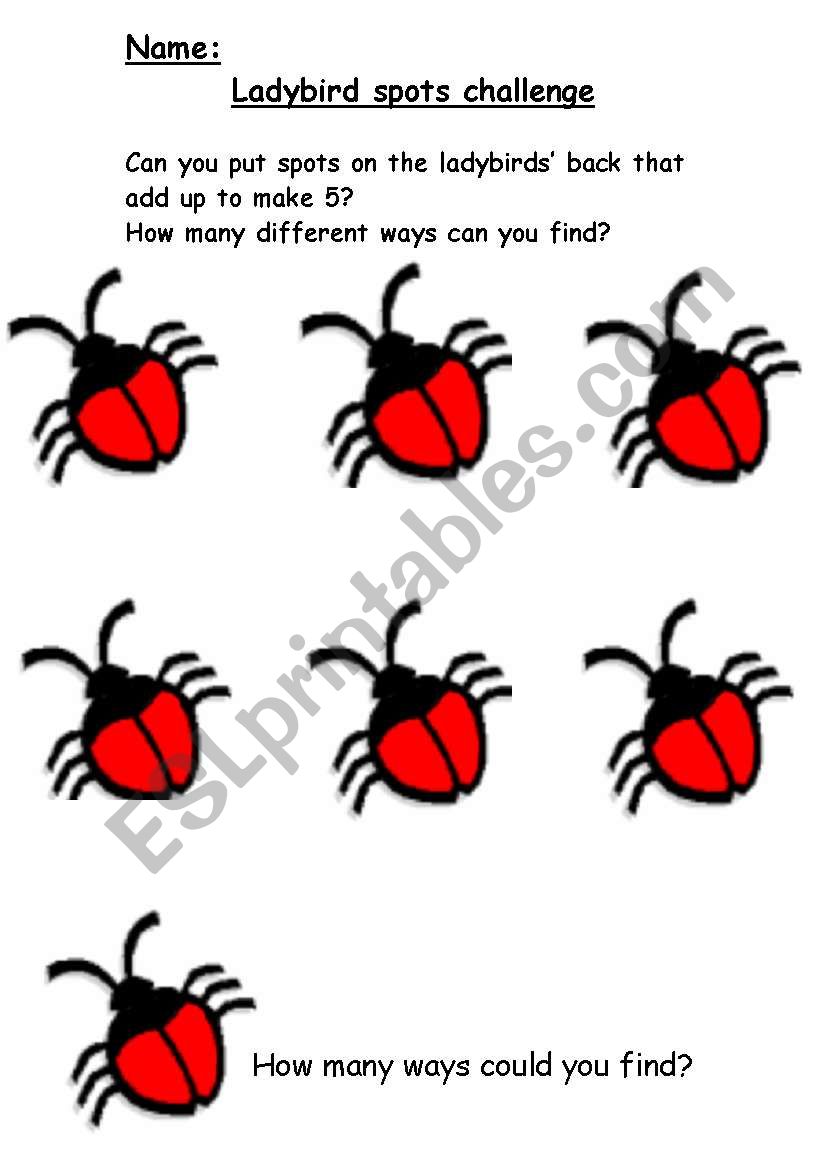 Ladybirds worksheet