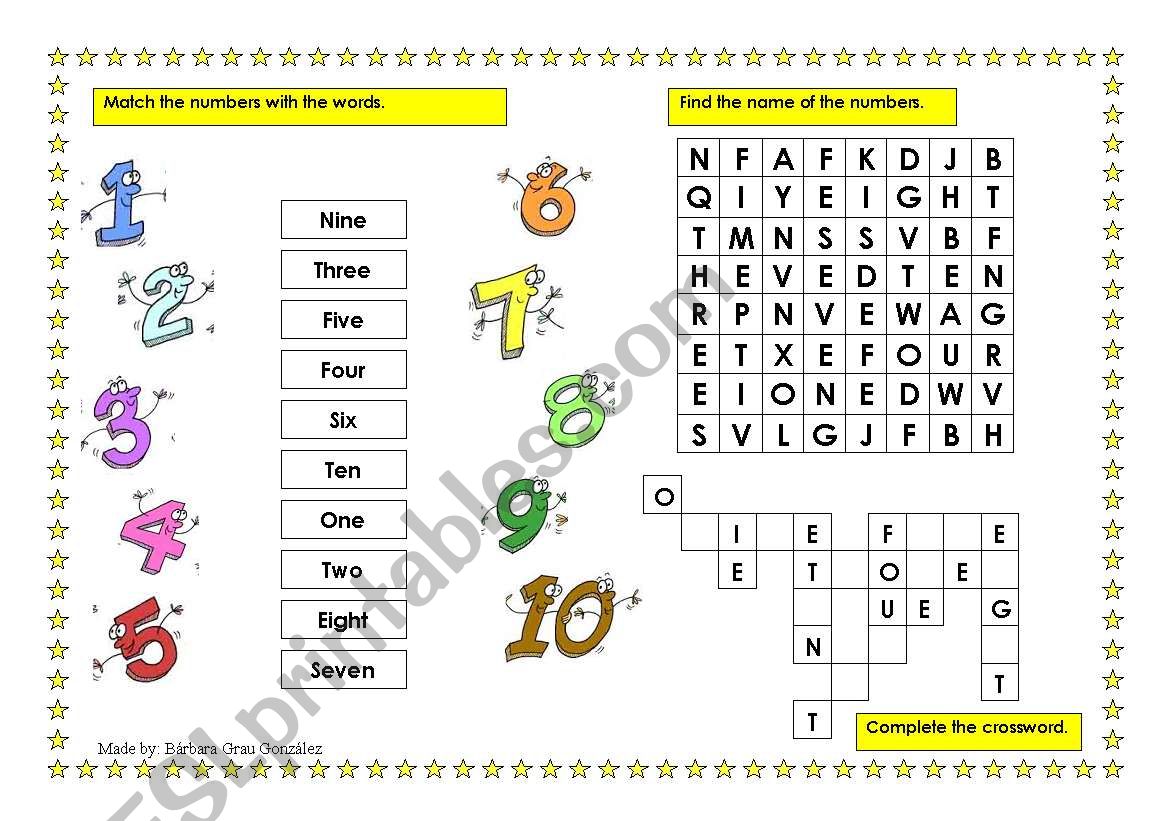 Activities with numbers (1/2) worksheet