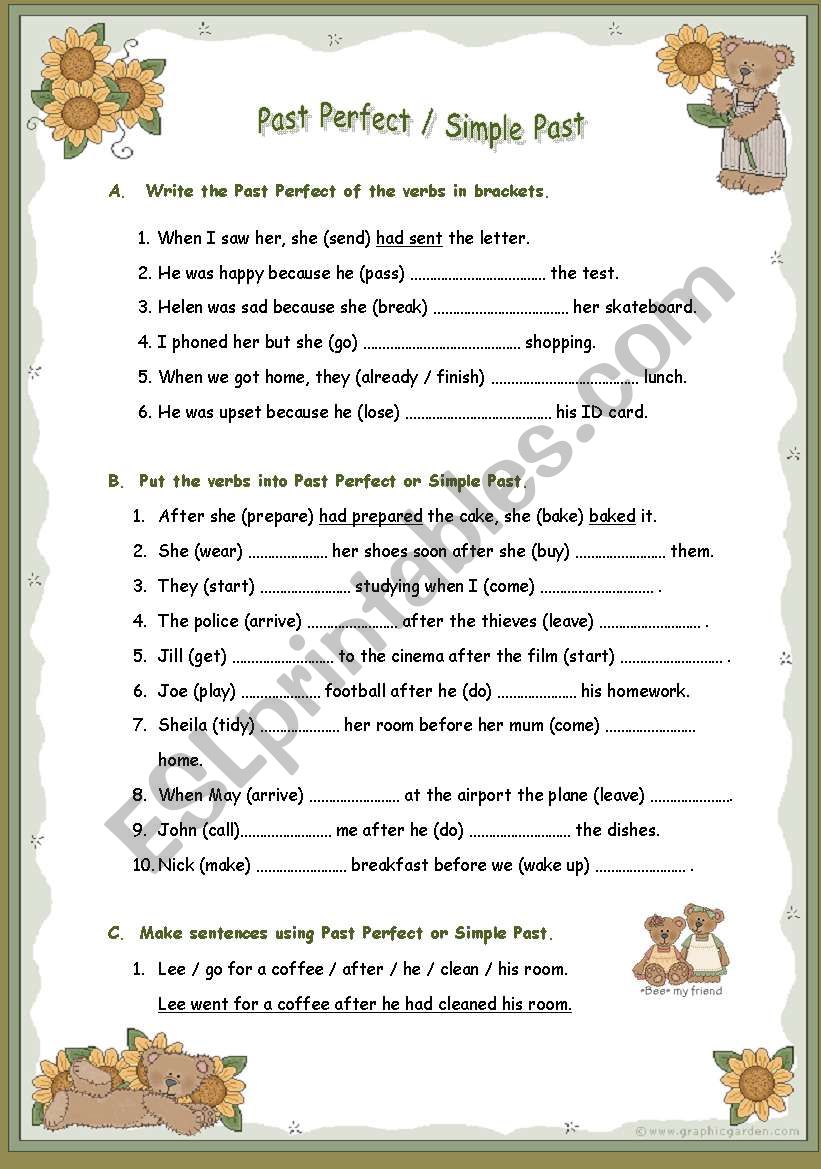 Past Perfect & Simple Past worksheet