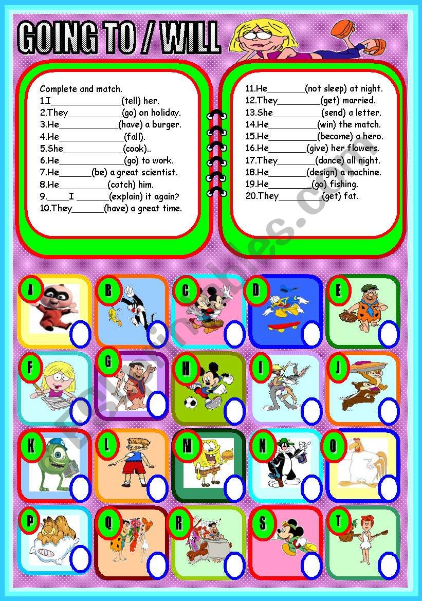 CONTRAST :GOING TO / WILL worksheet