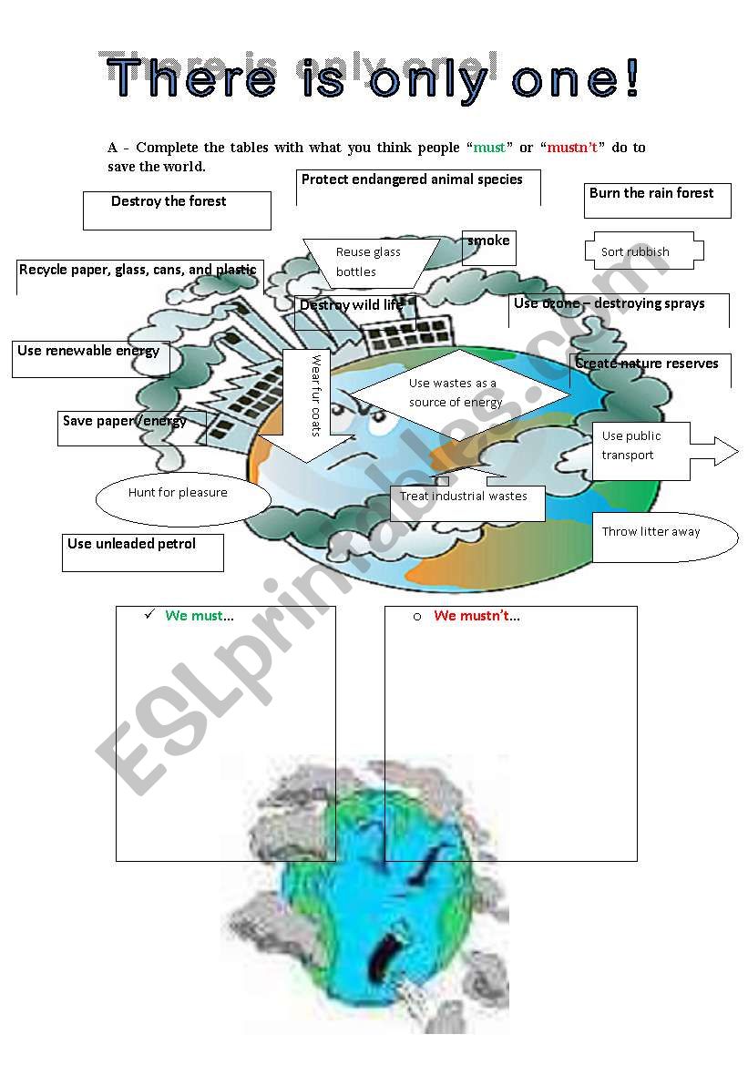 Environment - must or mustnt worksheet