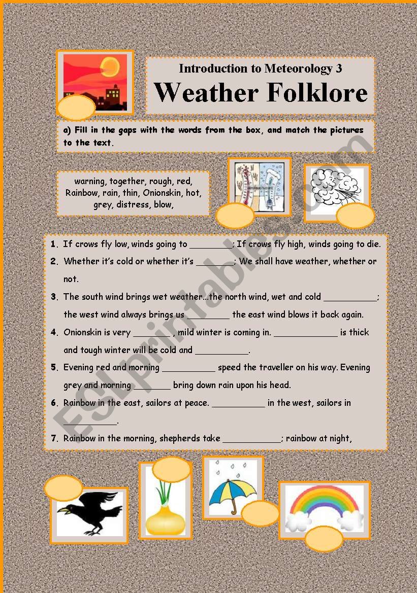 Introduction to Meteorology 3 WEATHER FOLKLORE