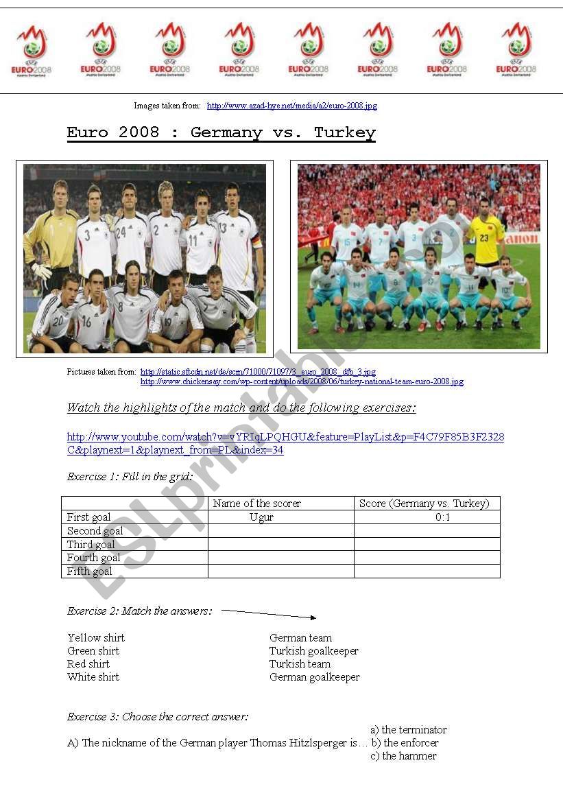 Analysing a football match worksheet
