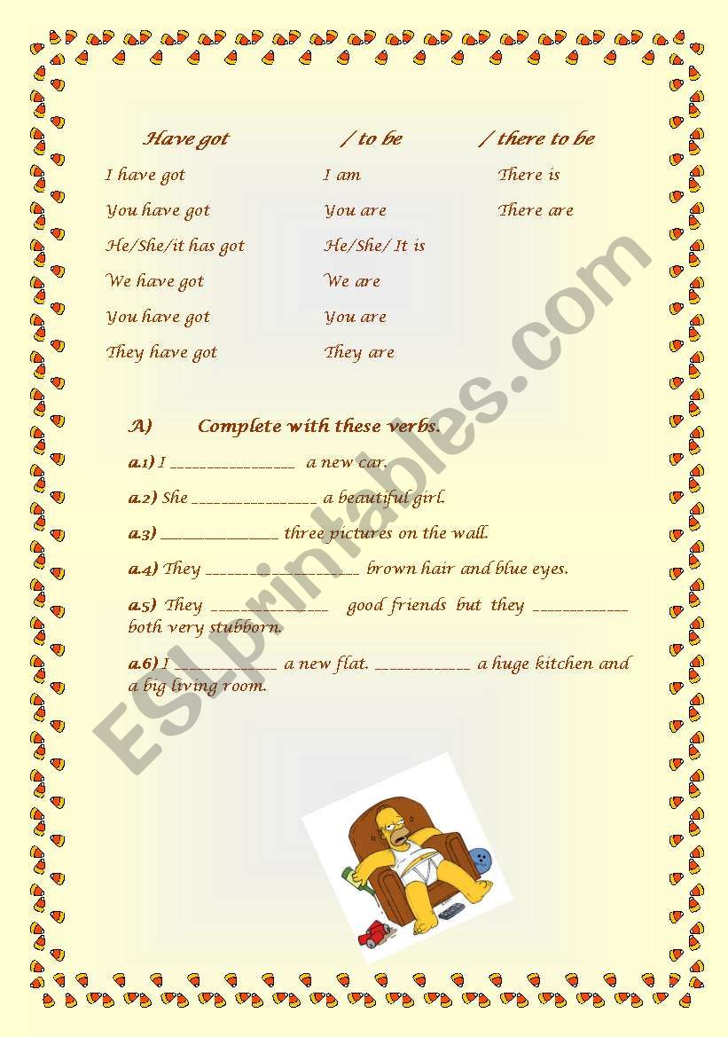 Have got/to be/There to be worksheet