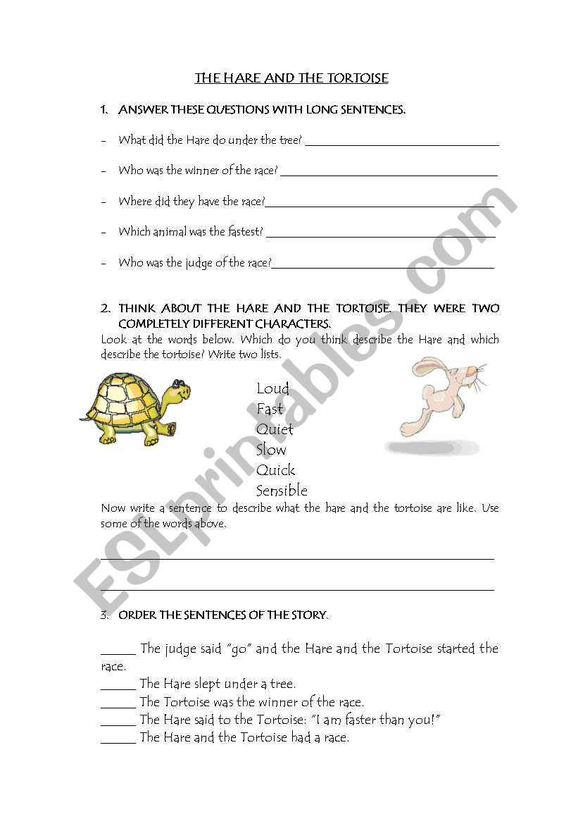 The Hare and the Tortoise Questions and description