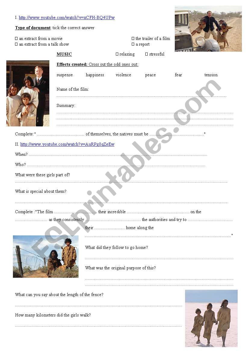 The rabbit proof fence worksheet