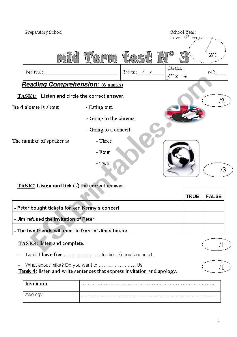 mid term test n3 worksheet