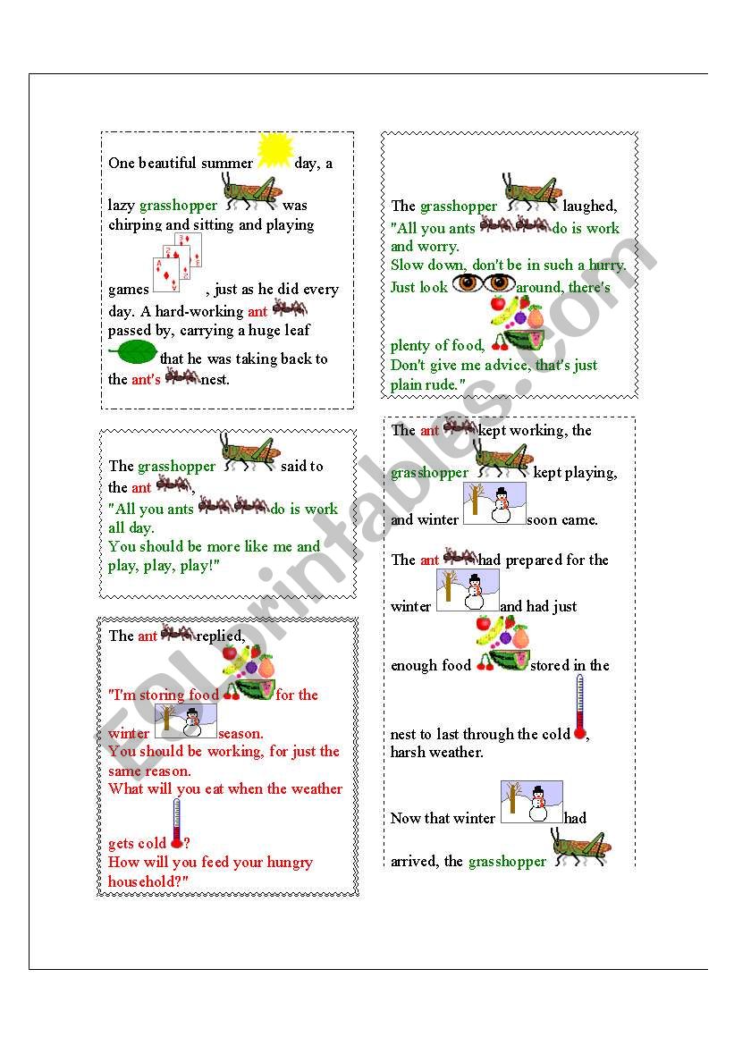 The Ant and the Grasshopper worksheet