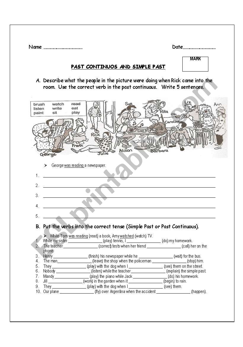 Simple Past v Past Continuous worksheet