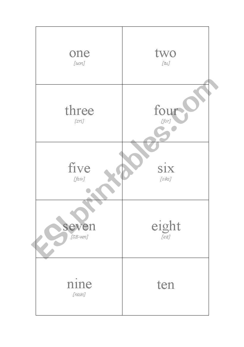 Flashcards_numbers 1-20_US worksheet