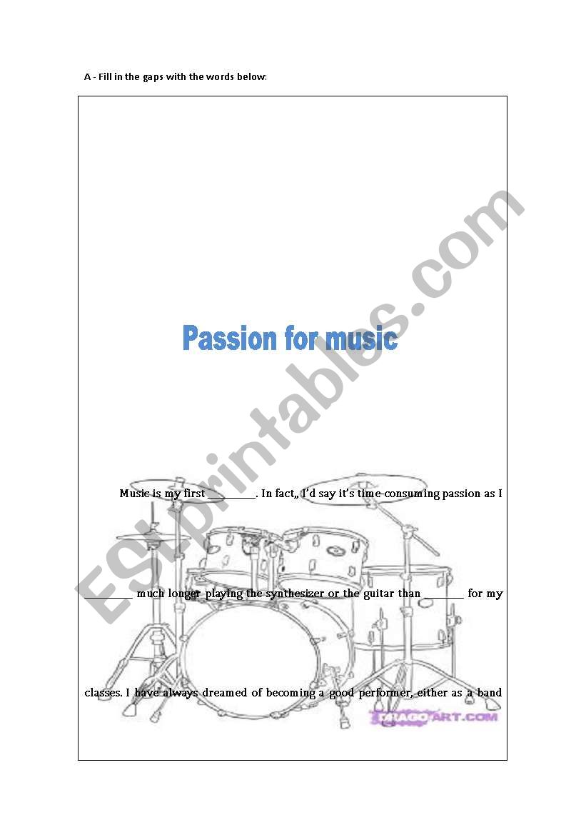 Hobbies / music / vocabulary worksheet