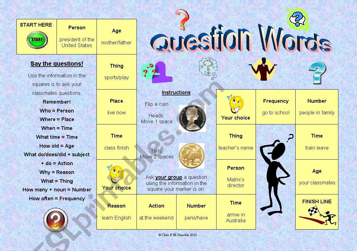 Question Words Game worksheet