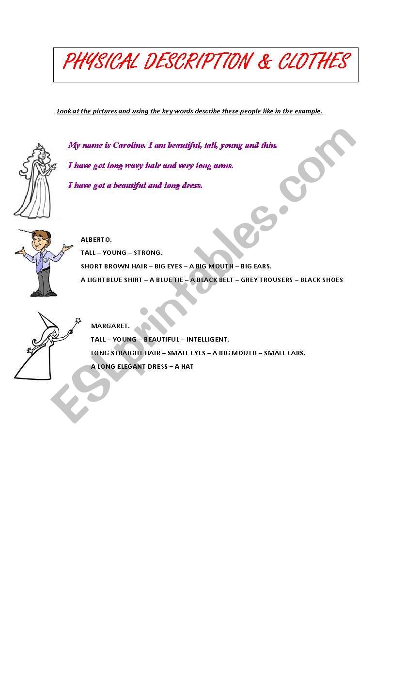 Physical description worksheet