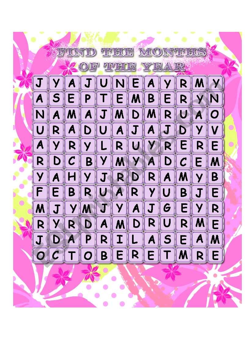 Word search worksheet