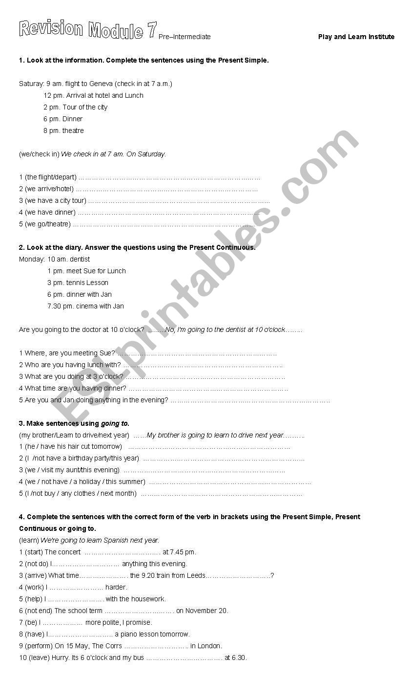 revision worksheet