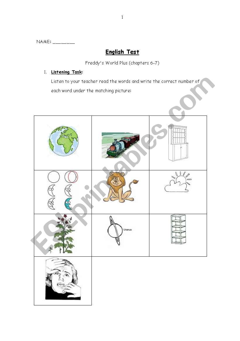 English Test (Advanced 4th Grade or 5th Grade)