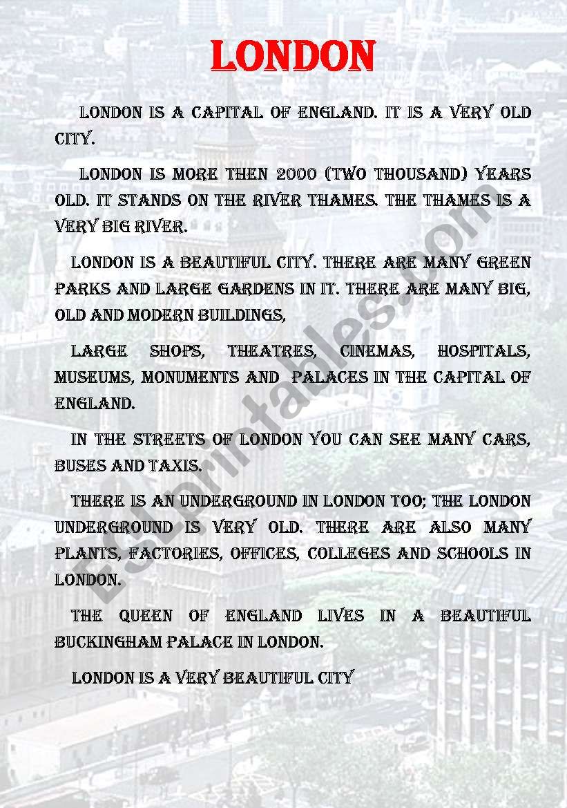 London worksheet