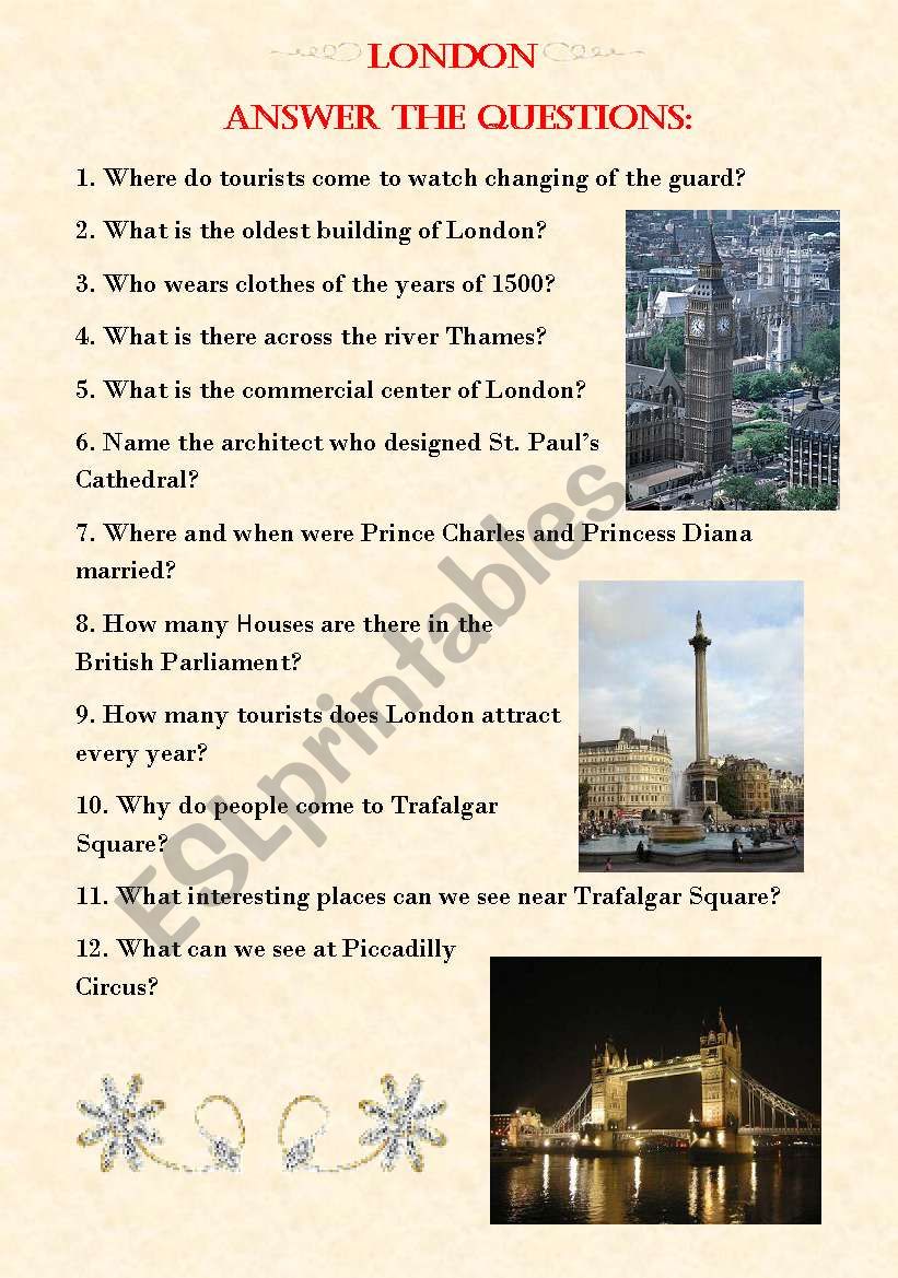 London quiz worksheet