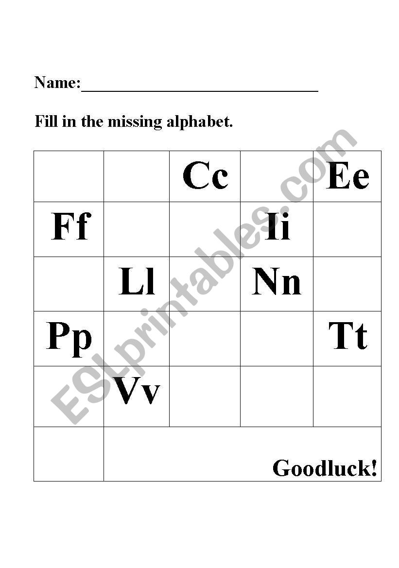 Missing Alphabet worksheet