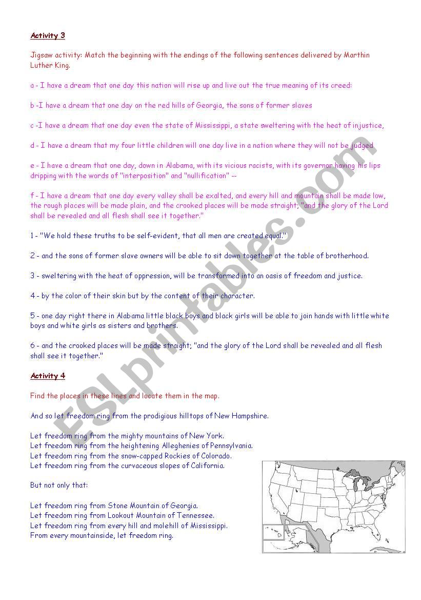 Civil rights movement worksheet