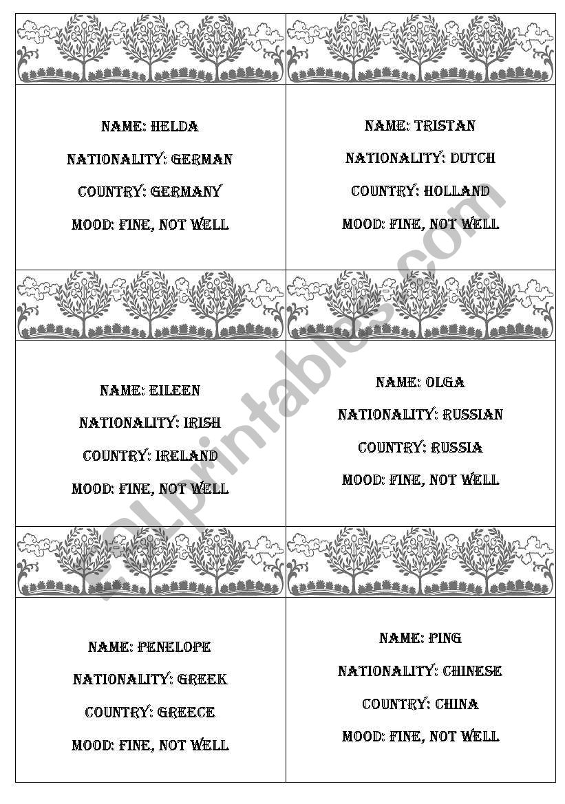 nationalities role-play worksheet