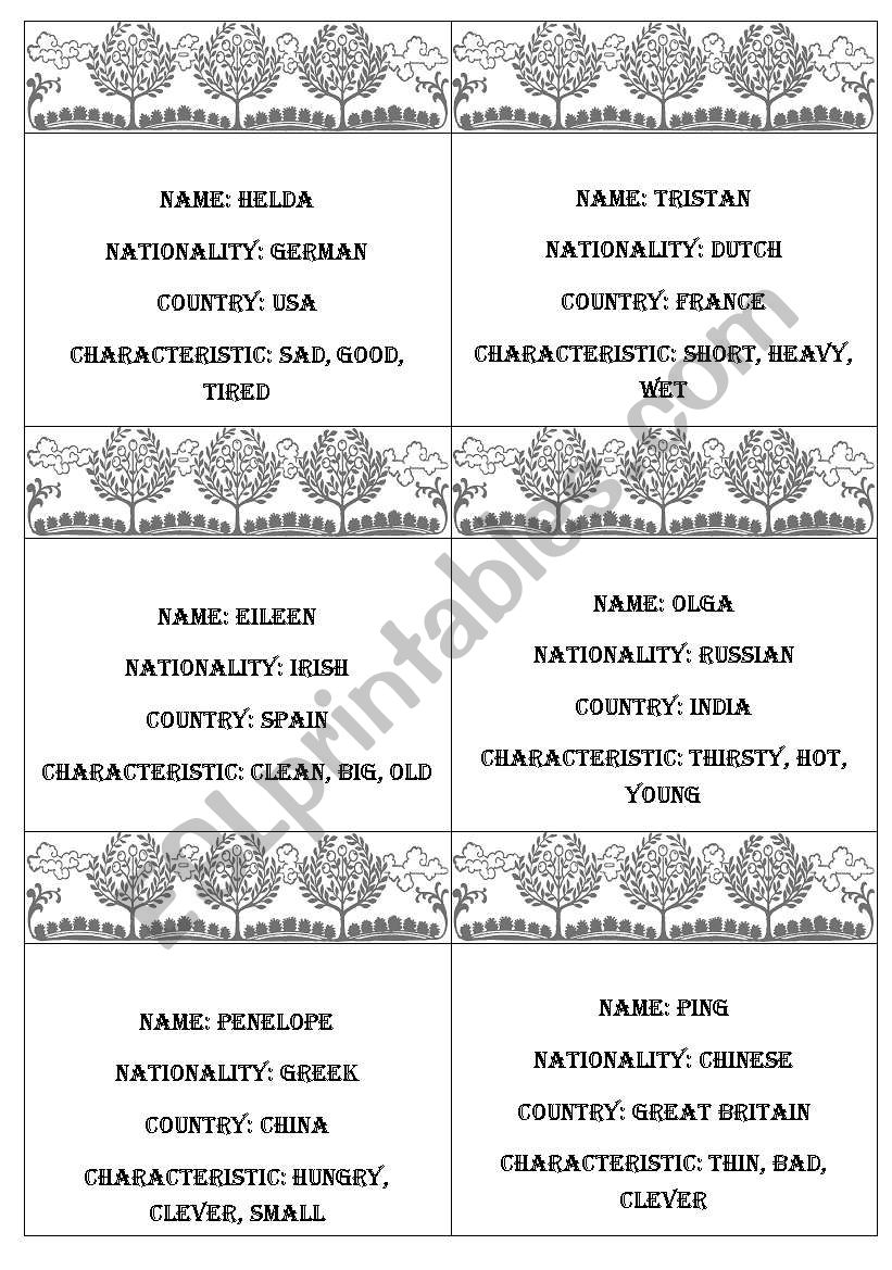 nationalities and adjectives guessing game first part