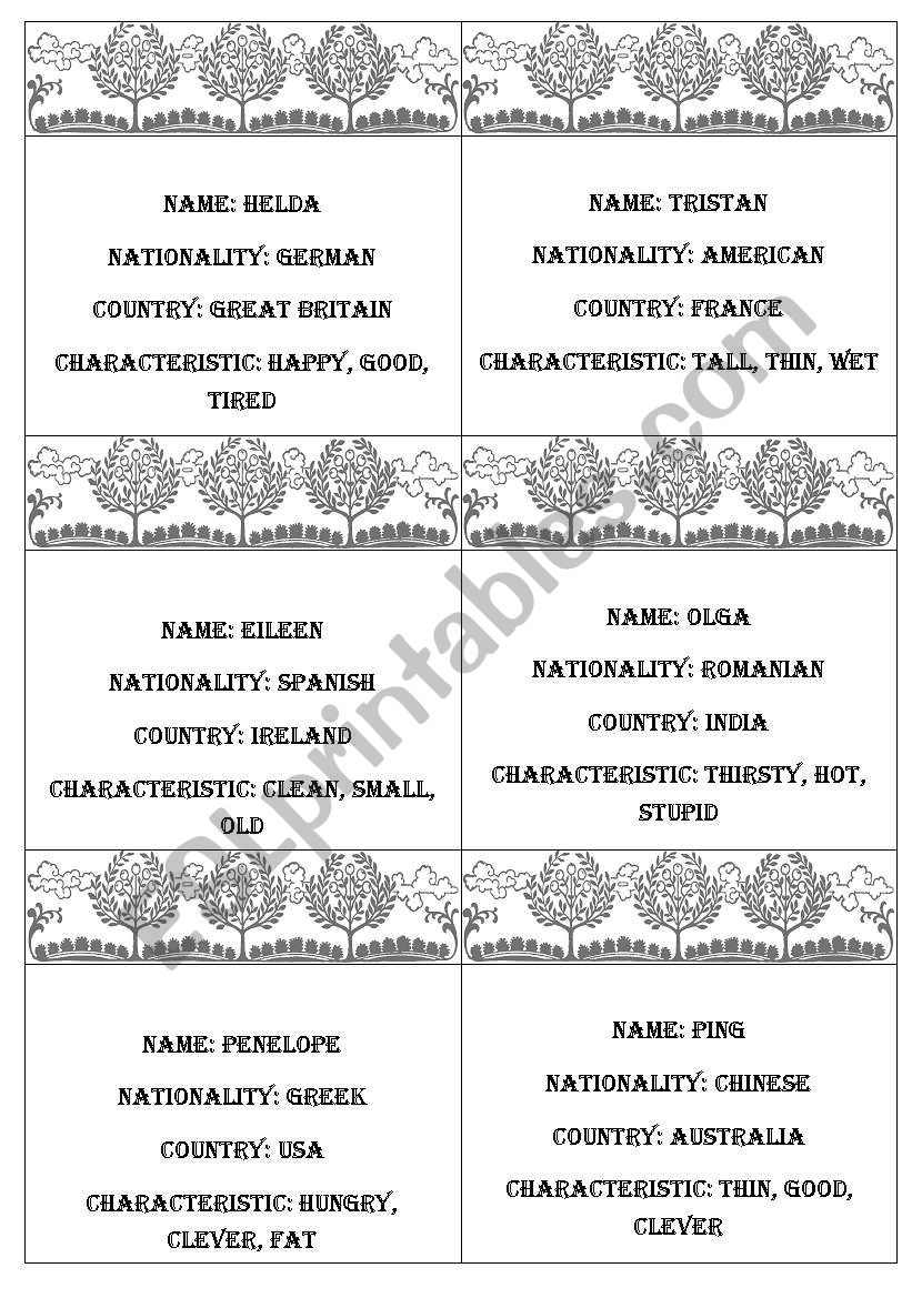 nationalities and adjectives guessing game second part